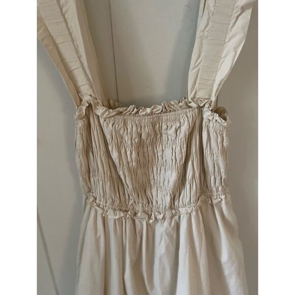 ⭐️ 3/$20 English Factory Cream Ruffle Smocked Midi Dress Medium Cottagecore - Picture 6 of 15